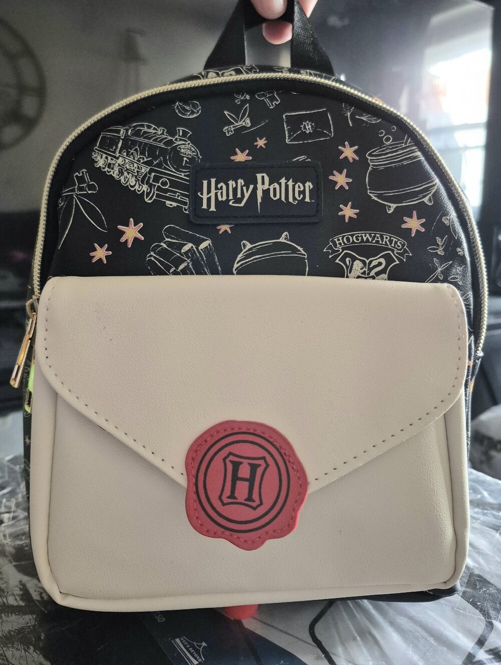 Harry Potter Back pack book bag with red candle seal in the front pocket